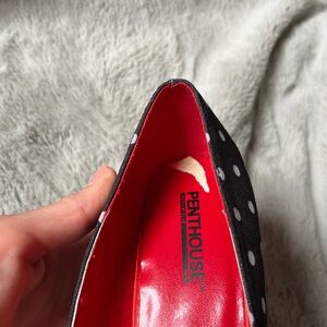Penthouse deadstock y2k polka dot peep-toe pumps